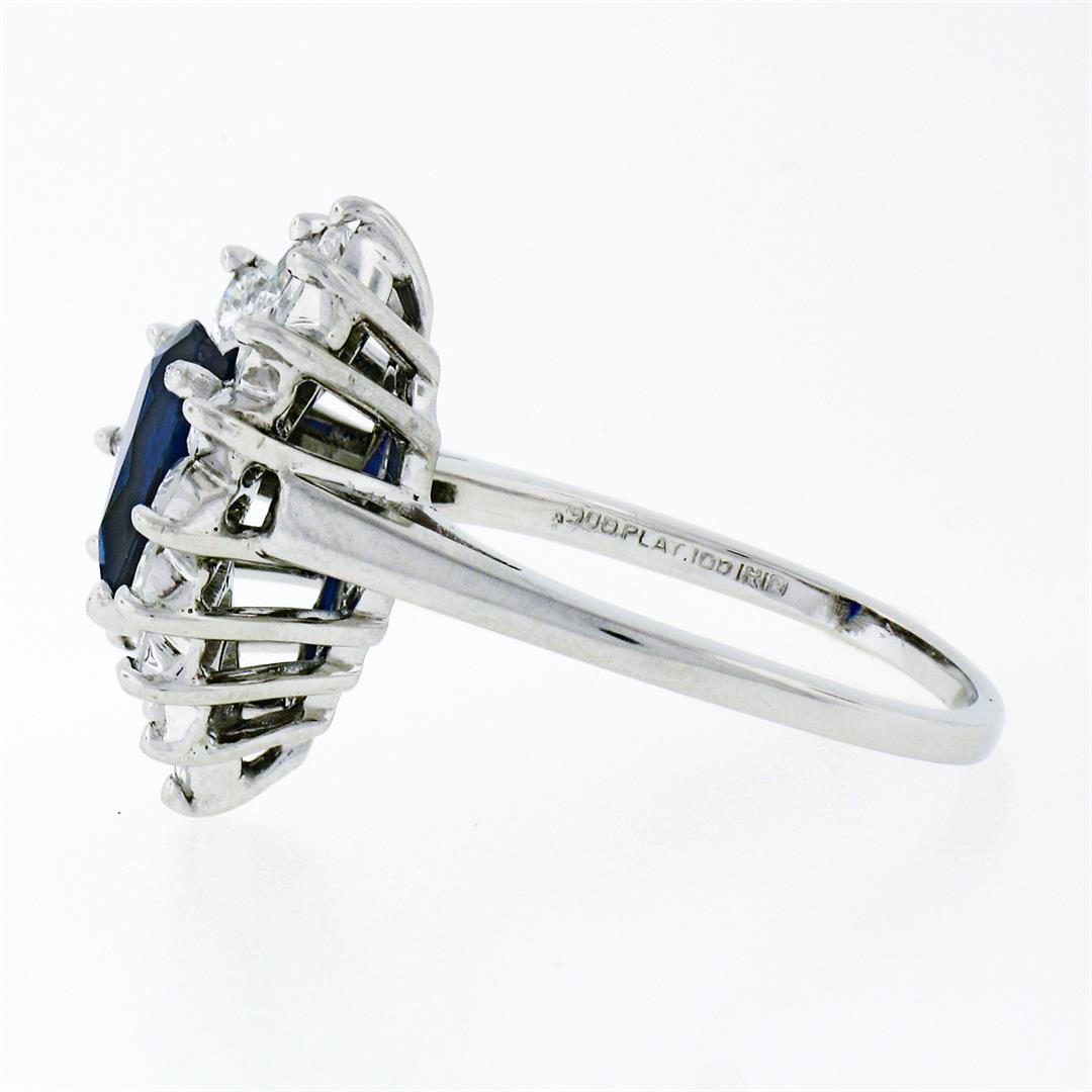 Vintage Platinum 2.69 ctw GIA NO HEAT Sapphire & Diamond Ballerina Cocktail Ring