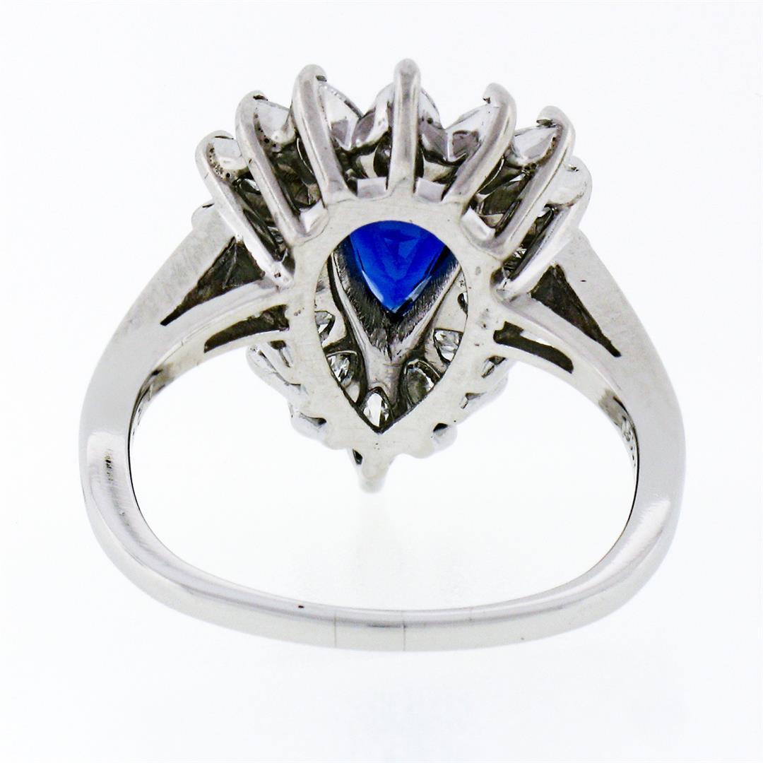 Vintage Platinum 2.69 ctw GIA NO HEAT Sapphire & Diamond Ballerina Cocktail Ring