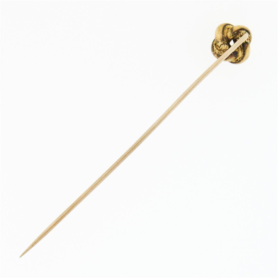 Antique 18k Solid Yellow Petite Simple High Polished Tube Love Knot Stick Pin