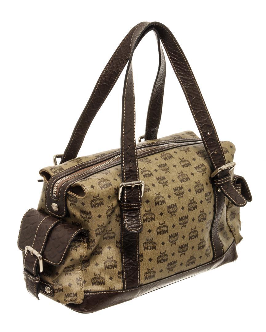 MCM Brown Monogram Boston Bag