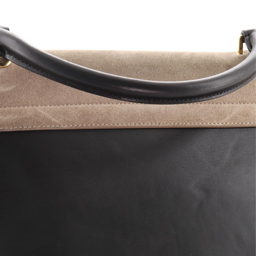 Celine Tricolor Trapeze Bag Suede Medium Neutral