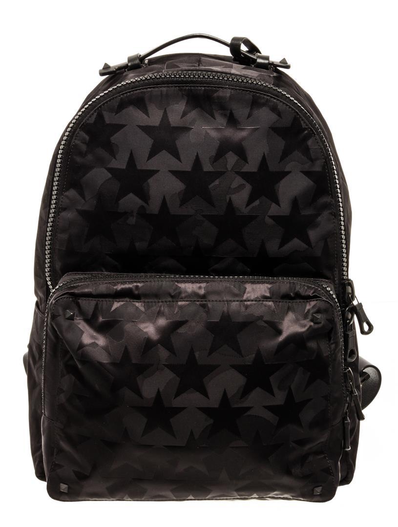 Valentino Black Nylon Camustars Backpack