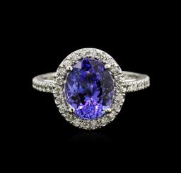 2.65 ctw Tanzanite and Diamond Ring - 14KT White Gold