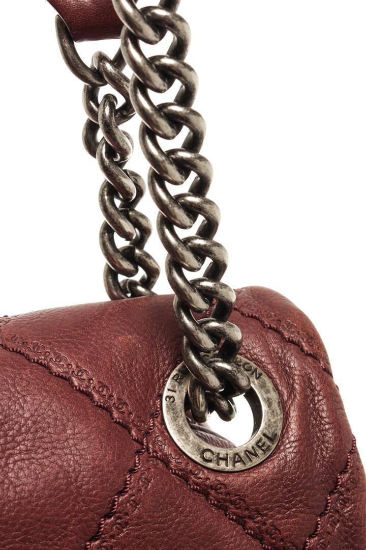 Chanel Burgundy Lambskin Chain Flap Shoulder Bag