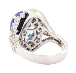 7.72 ctw Tanzanite And Diamond Ring - 14KT White Gold