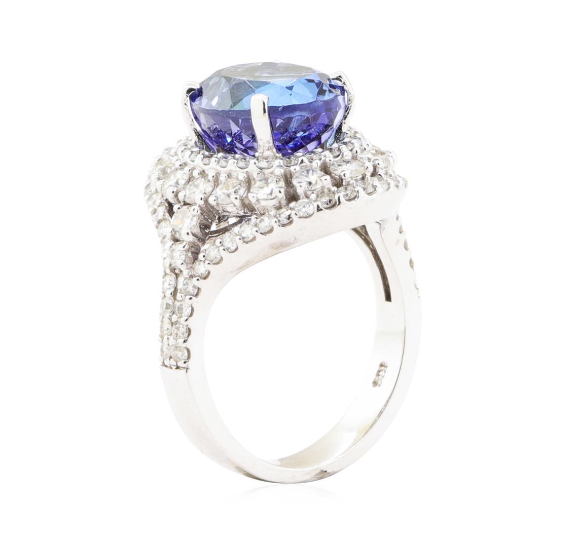 7.72 ctw Tanzanite And Diamond Ring - 14KT White Gold