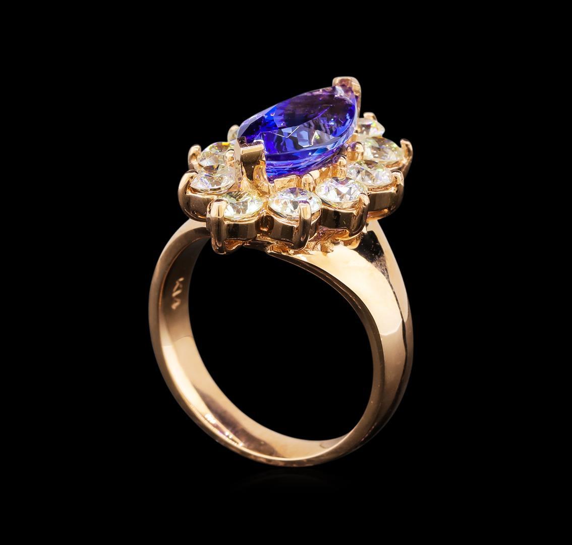 14KT Rose Gold 3.48 ctw Tanzanite and Diamond Ring