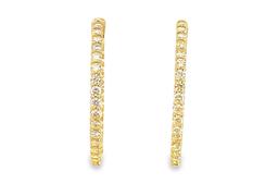 2.10 ctw Diamond Hoop Earrings - 14KT Yellow Gold