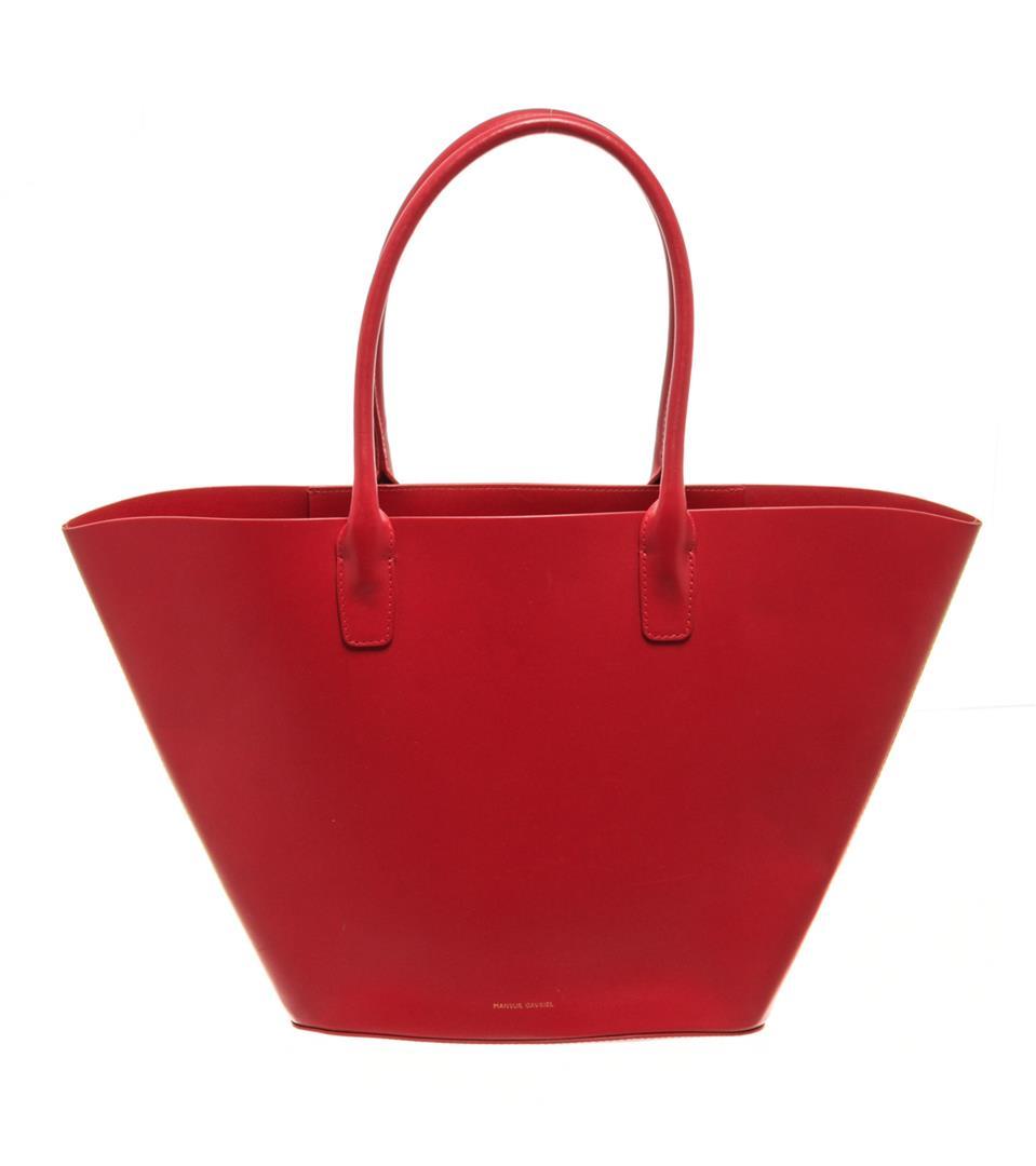 Mansur Gavriel Flamma Calfskin Red Triangle Tote Bag