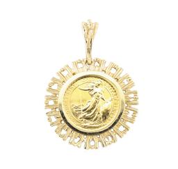 1/10th British Sovereign Coin Pendant - 14KT - 24KT Yellow Gold