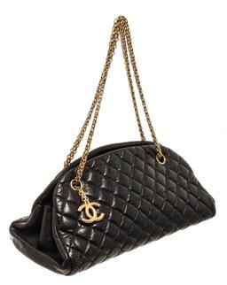 Chanel Black Leather Small Just Mademoiselle Bowling Bag