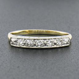 Antique 14k TT Gold 0.30 ctw Old Single Cut Pave Diamond Stack Wedding Band Ring