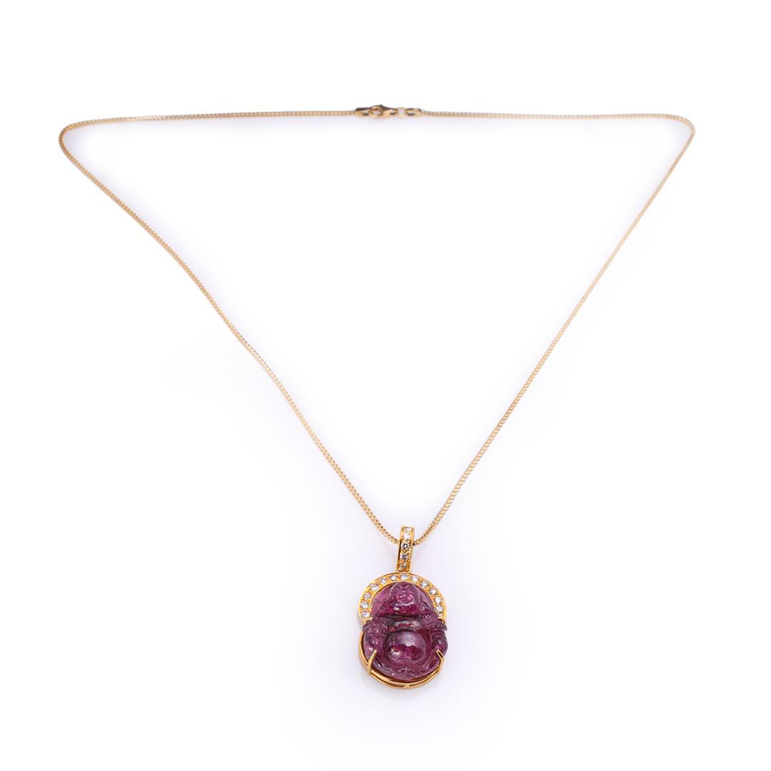 18K Yellow Gold Tourmaline & Diamond Pendant