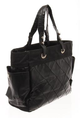 Chanel Black Quilted Coated Canvas Biarritz Tote Bag