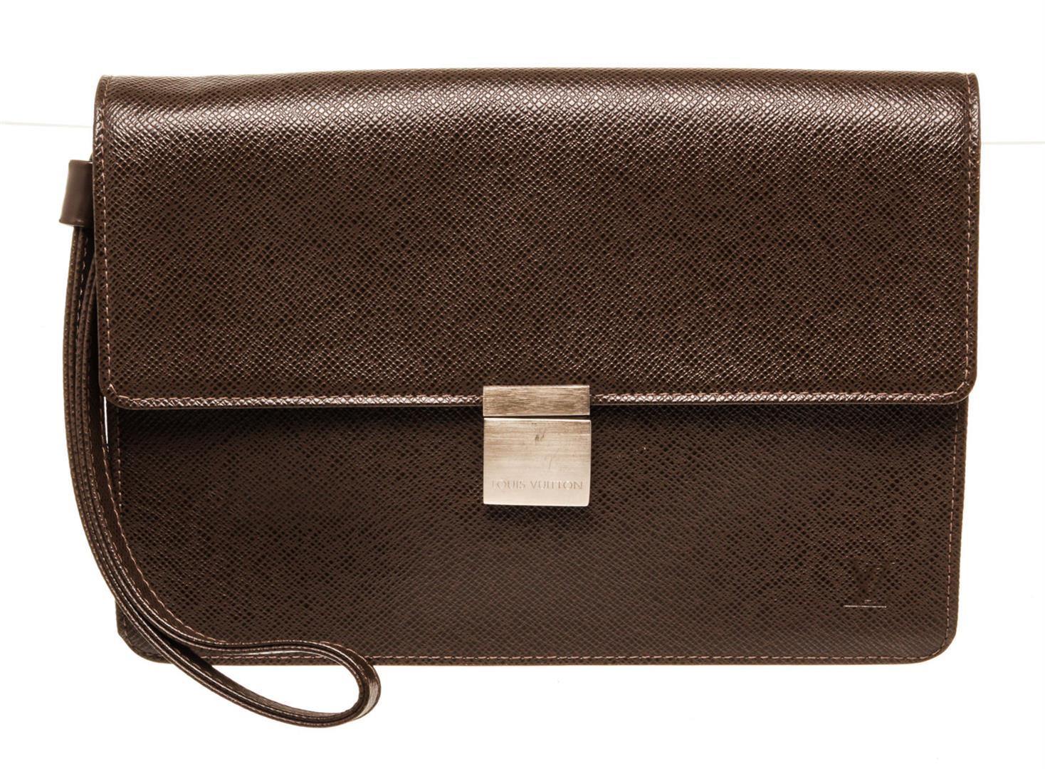 Louis Vuitton Brown Taiga Leather Selenga Pouch Bag