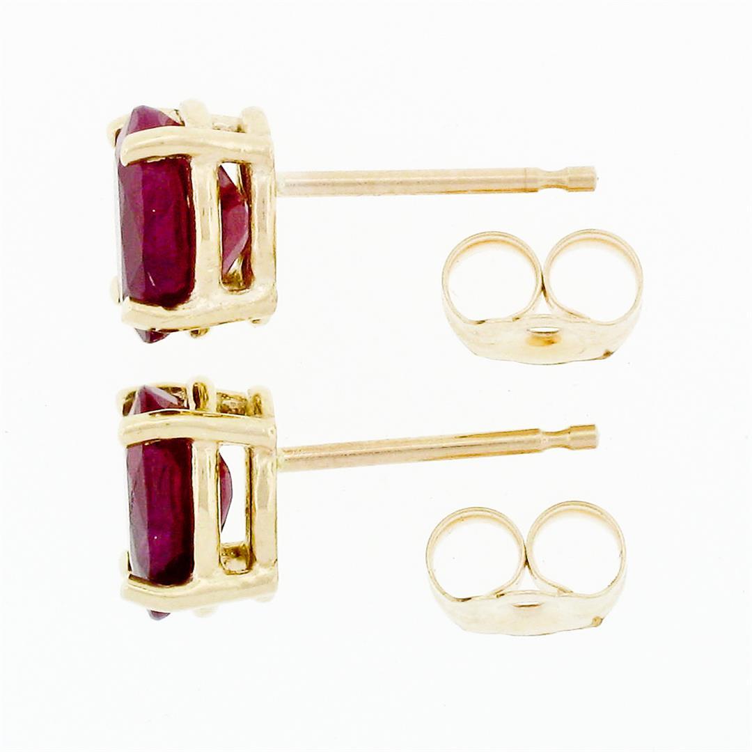 New 14K Yellow Gold 2.0 ctw Prong Set Oval Natural Ruby Open Basket Stud Earring