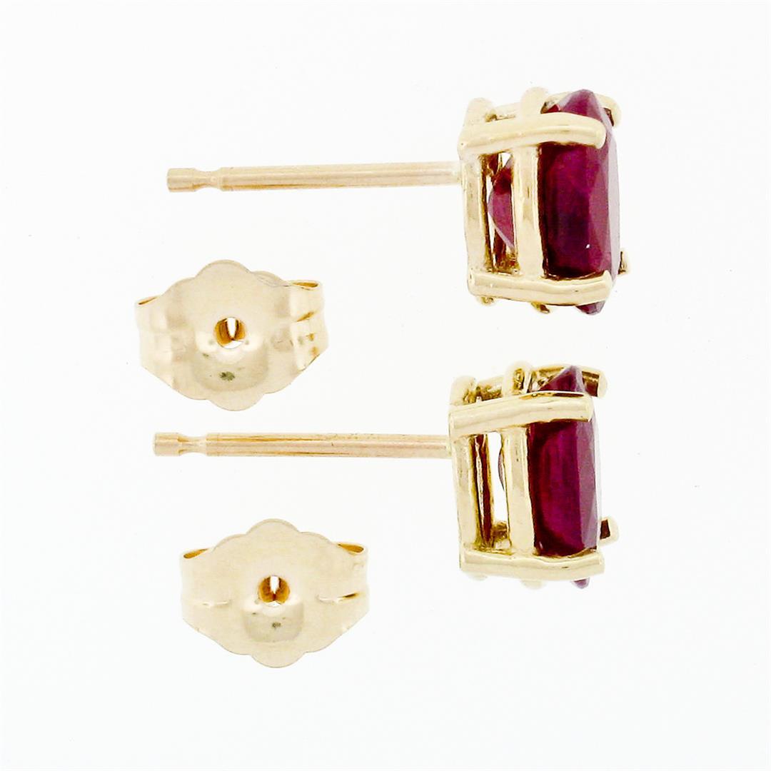 New 14K Yellow Gold 2.0 ctw Prong Set Oval Natural Ruby Open Basket Stud Earring