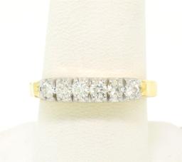 14k Two Tone Solid Gold 0.60 ctw Band Ring with 6 Brilliant Round Diamonds