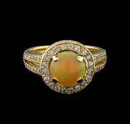 1.48 ctw Opal and Diamond Ring - 14KT Yellow Gold