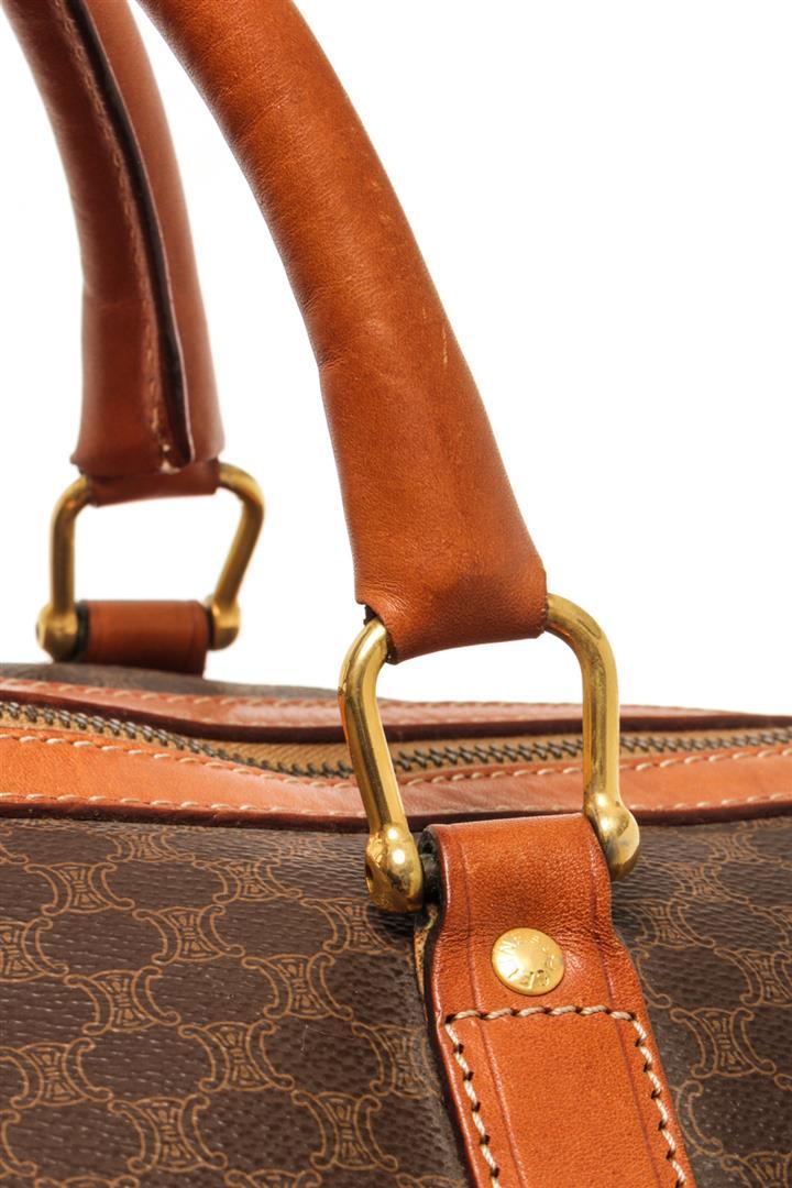 Celine Brown Macadam Pattern Logo Embossed Big Boston Bag