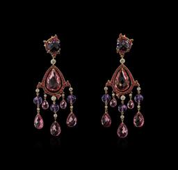 Ralph Lauren 54.06 ctw Multi Gemstone and Diamond Earrings - 18KT Rose Gold