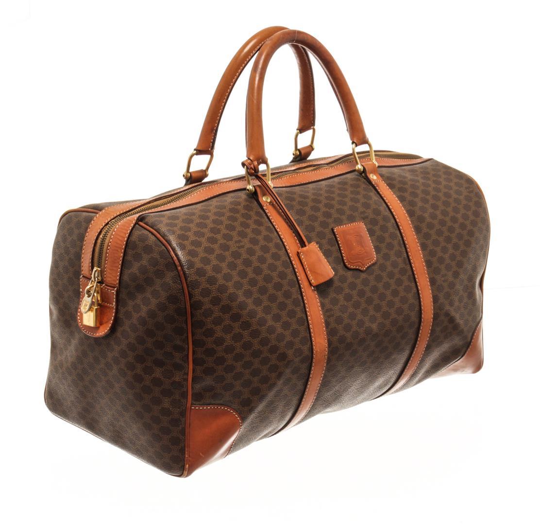 Celine Brown Macadam Pattern Logo Embossed Big Boston Bag