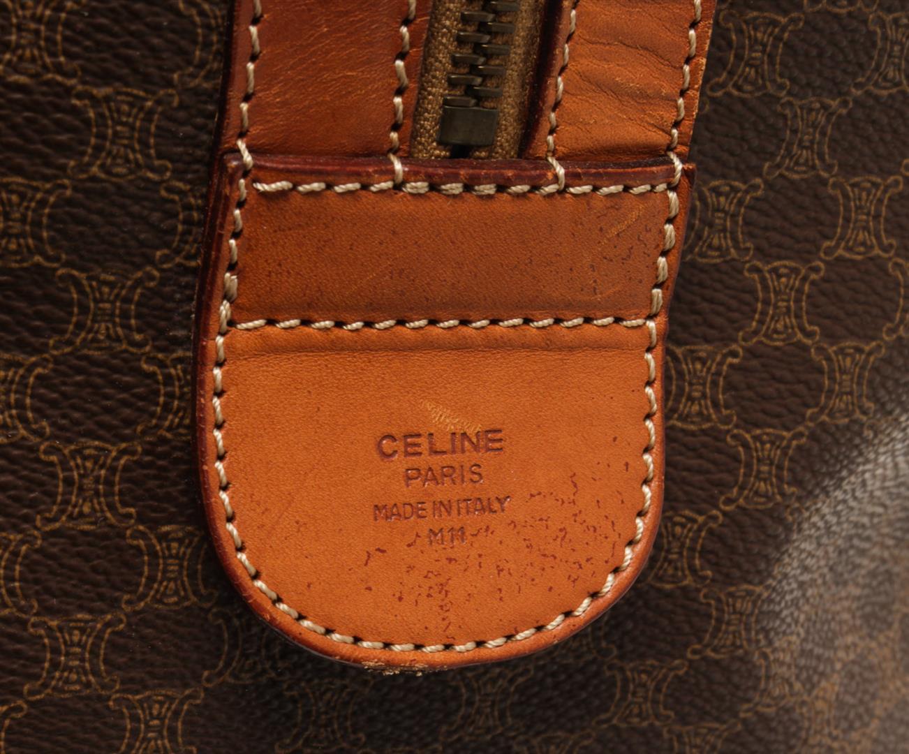 Celine Brown Macadam Pattern Logo Embossed Big Boston Bag