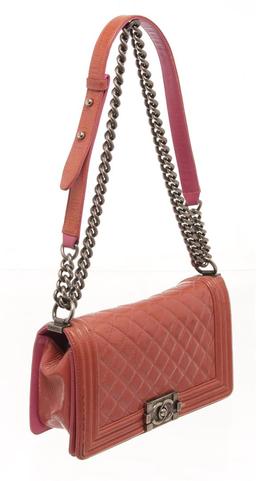 Chanel Peach Lambskin Large Boy Shoulder Bag