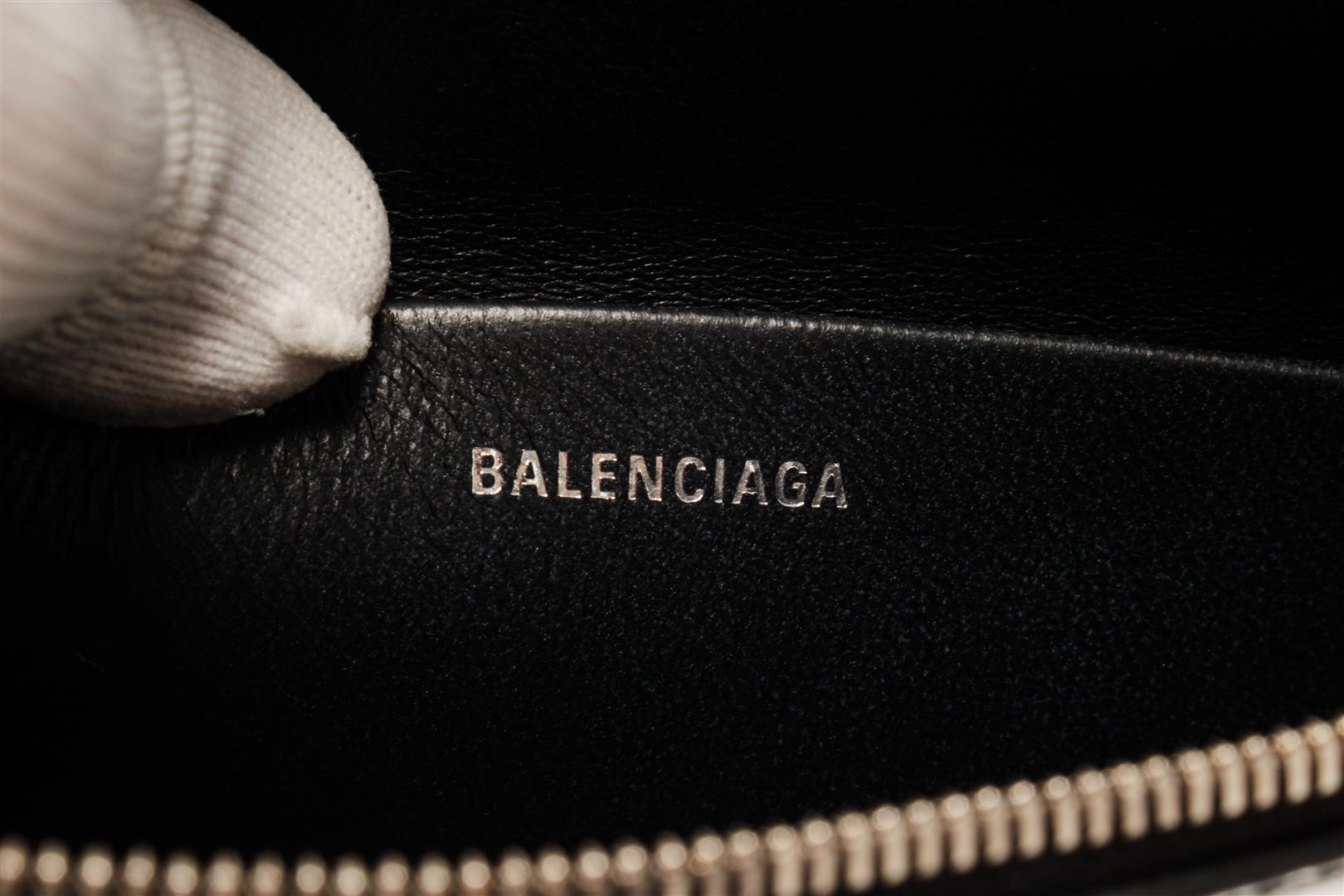 Balenciaga Black Leather Everyday Script Logo Medium Pouch