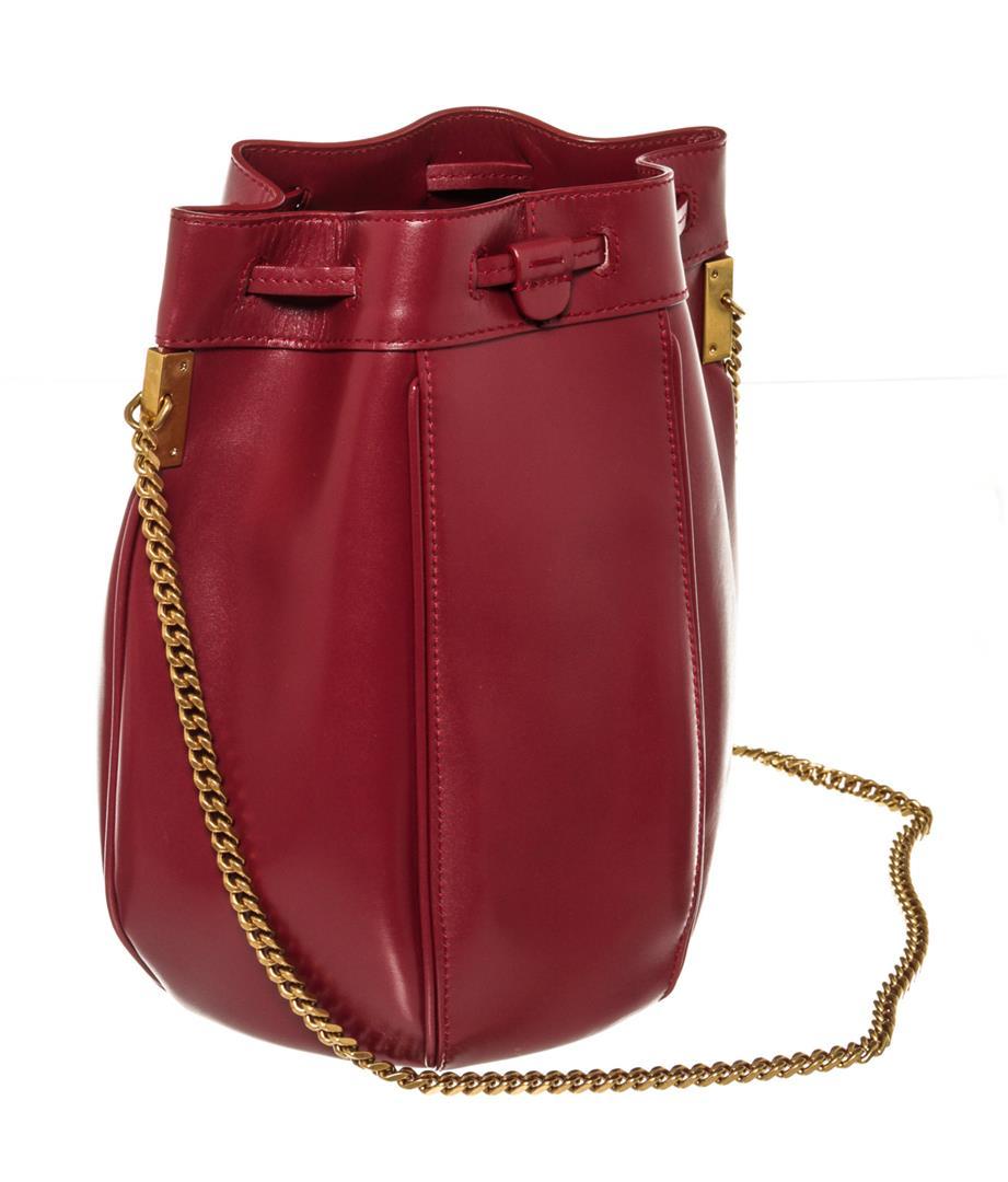 Saint Laurent YSL Burgundy Smooth Leather Talitha Bucket Bag