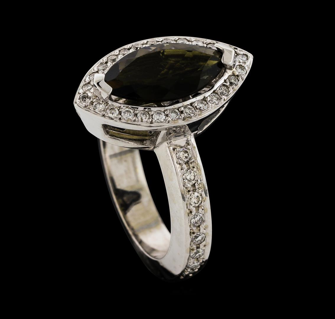 1.61 ctw Tourmaline and Diamond Ring - 14KT White Gold