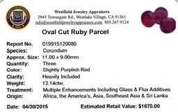 13.14 ctw Oval Mixed Ruby Parcel