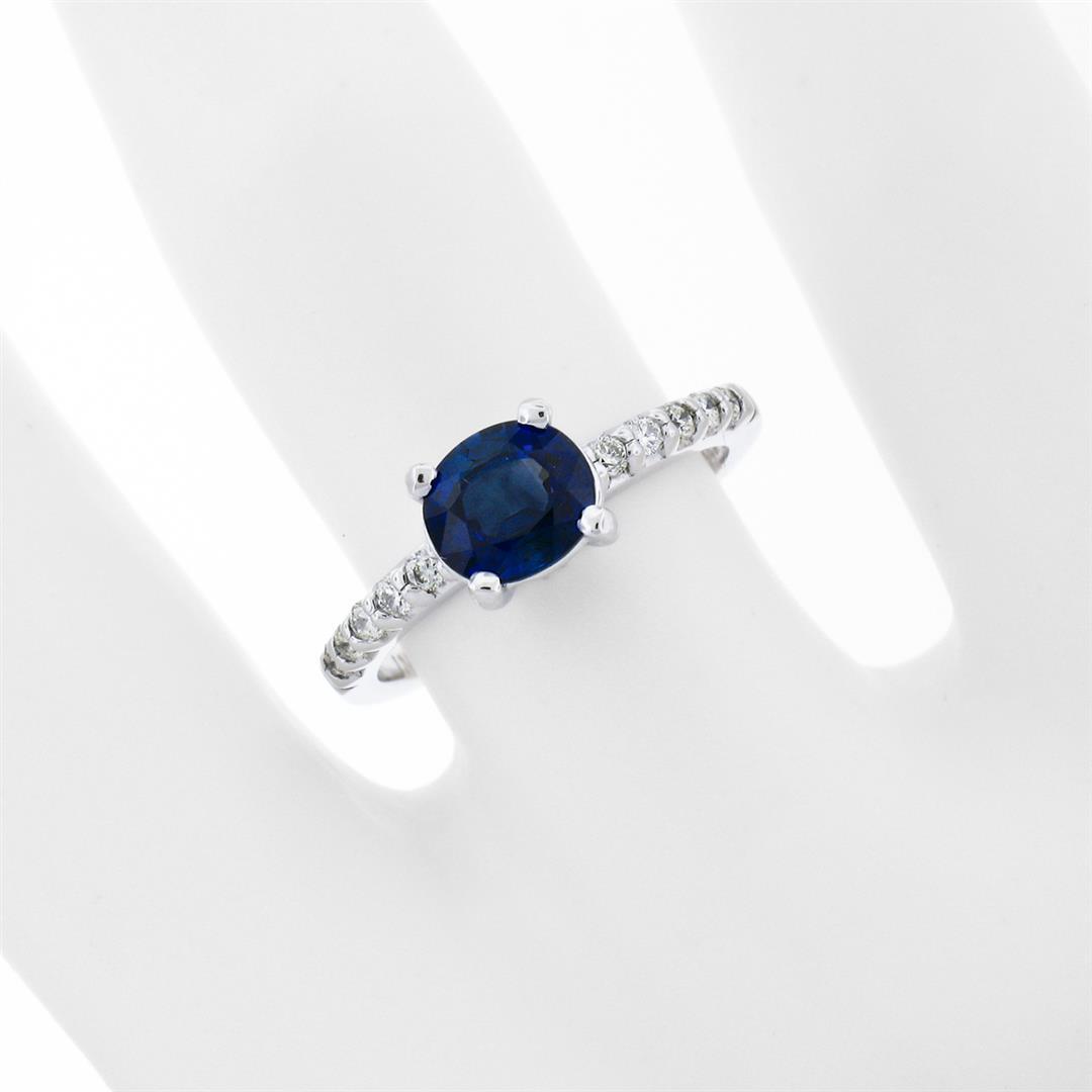 NEW 14K White Gold 1.30 ctw GIA Oval Sapphire Solitaire & Diamond Engagement Rin