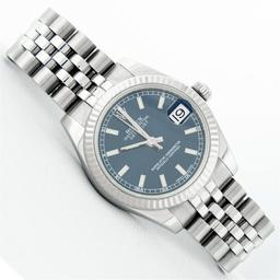 Rolex Ladies Midsize 31MM Stainless Steel Factory Blue Index Dial Jubilee Band D