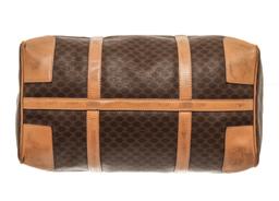 Celine Brown Macadam Canvas Boston Bag