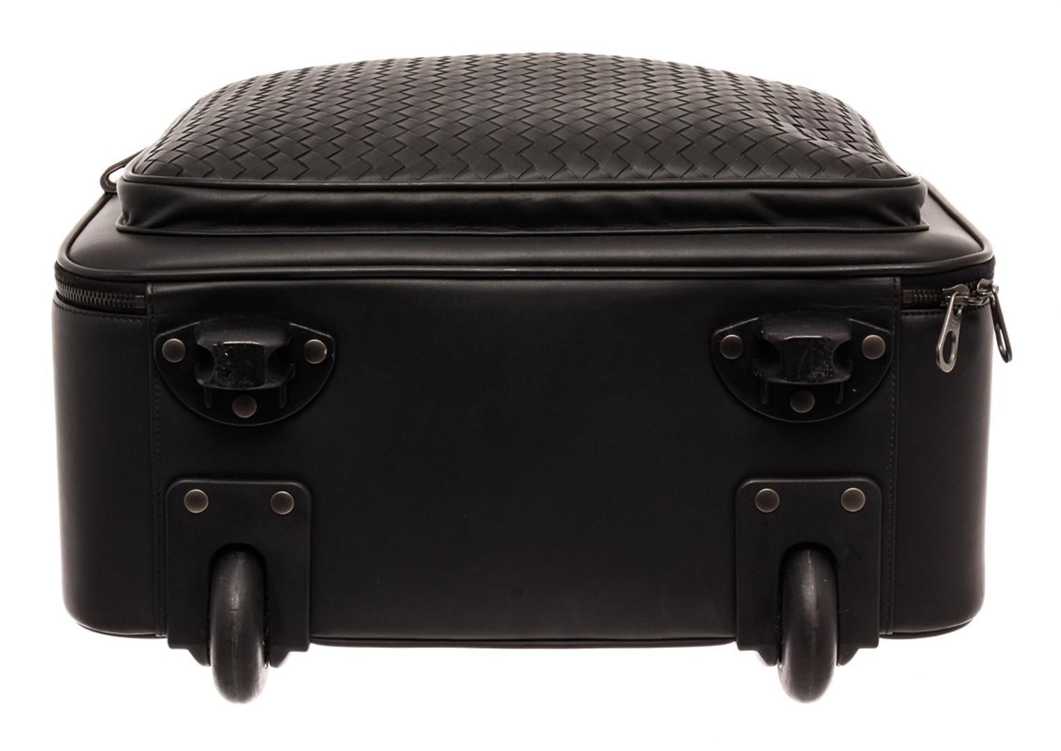 Bottega Veneta Black Intrecciato Leather Trolley Suitcase