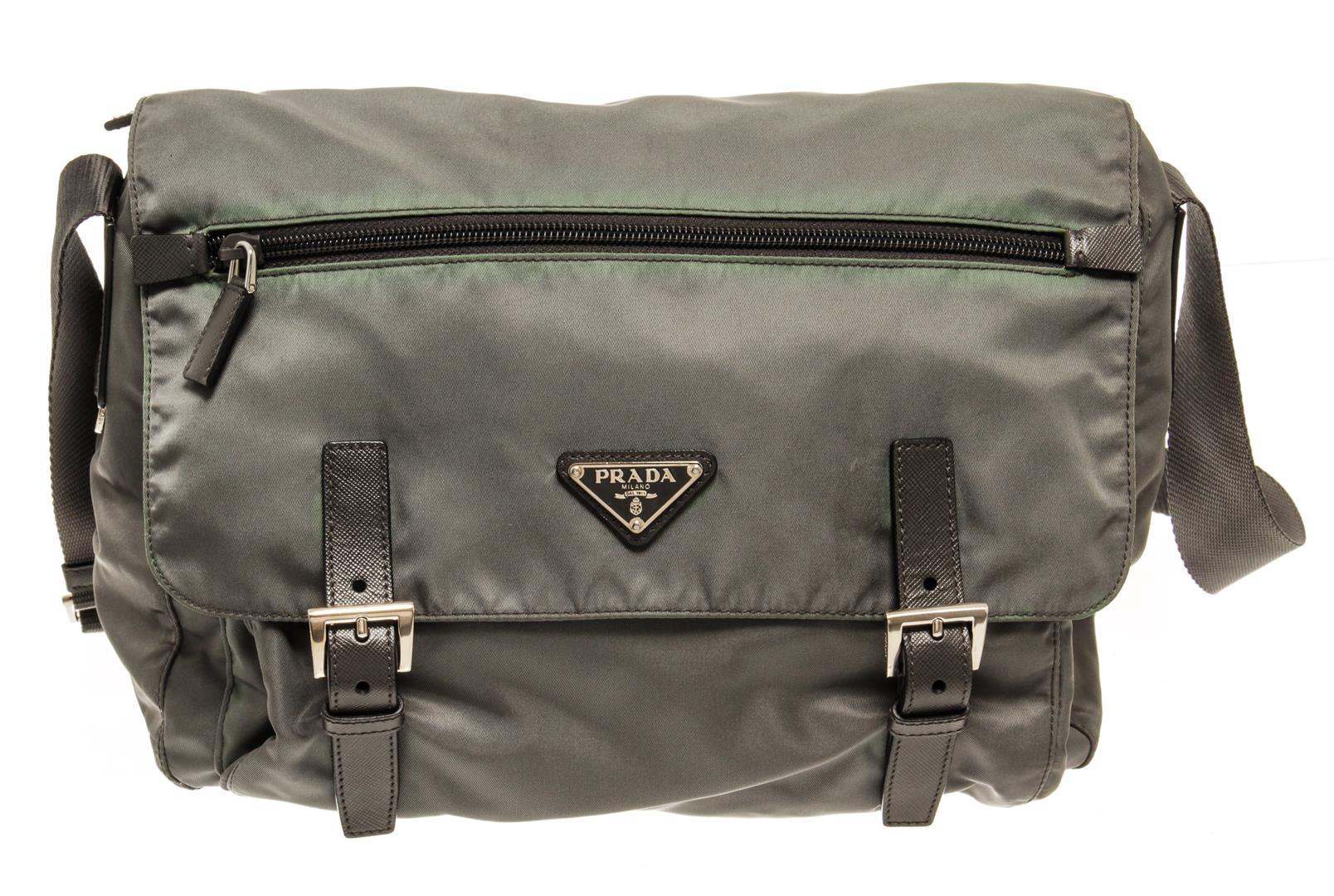 Prada Vintage Grey Nylon Messenger Bag