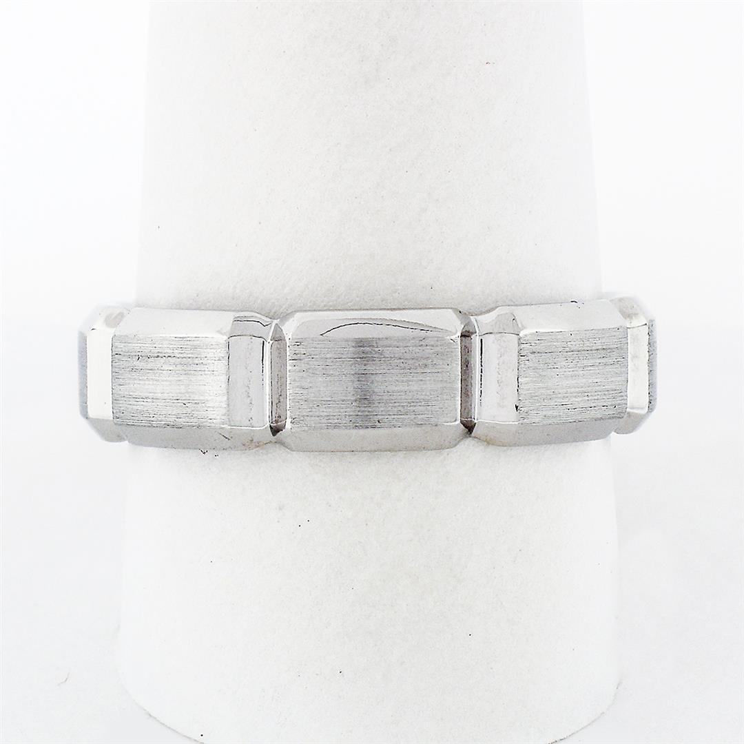 Men's Jeff Cooper Platinum 5.7mm Beveled Grooved Brushed & Polished Band Ring