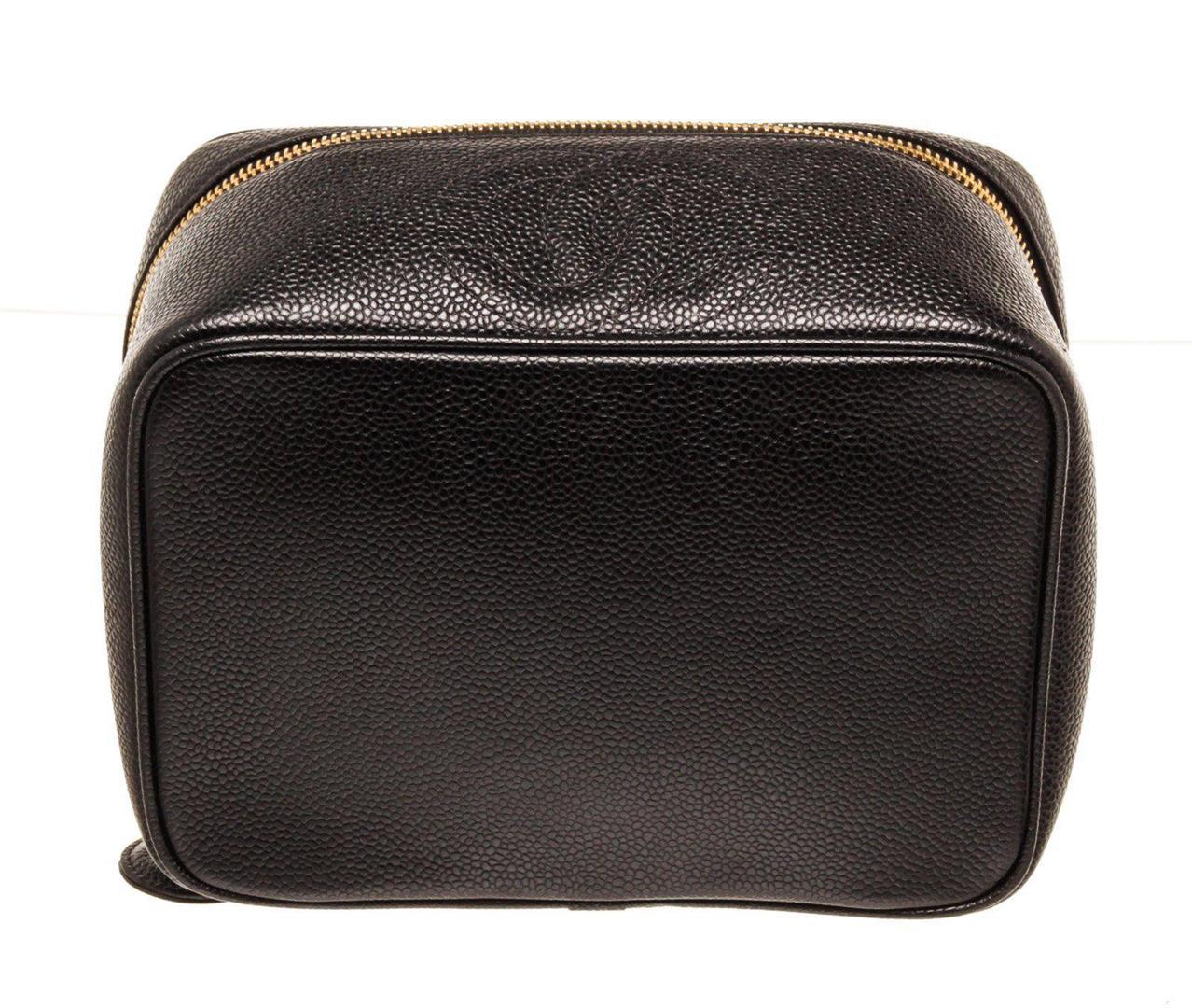 Chanel Black Caviar Leather Vanity Case Bag