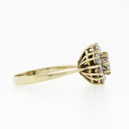 18k Yellow Gold 0.93 ctw Fine Round Brilliant Diamond Petite Flower Cluster Ring