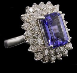 14KT White Gold 6.93 ctw Tanzanite and Diamond Ring