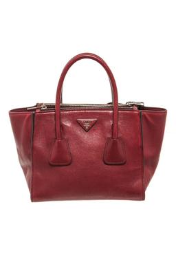 Prada Red Calf Twin Pocket Tote Bag