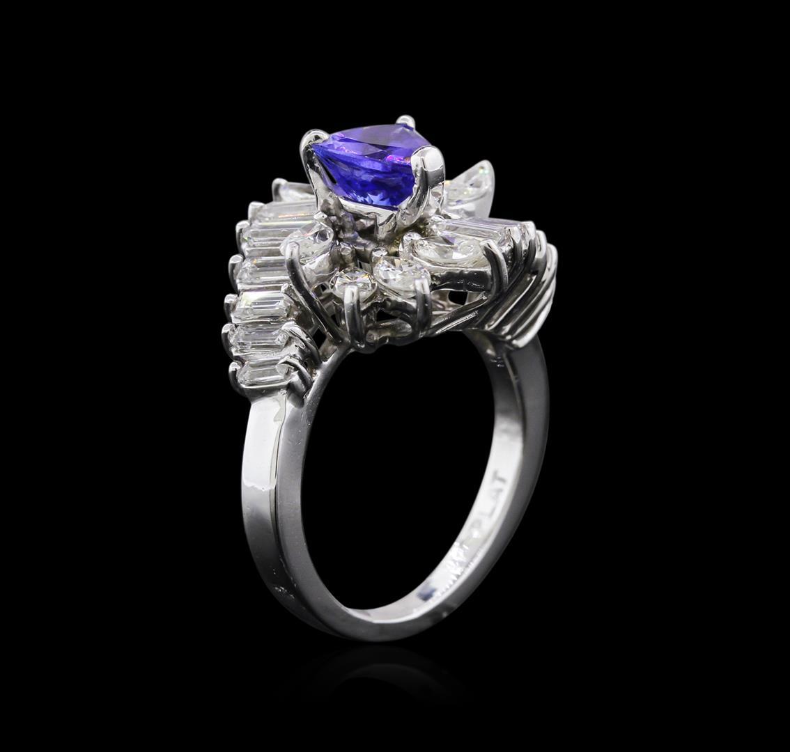 Platinum 1.07 ctw Tanzanite and Diamond Ring