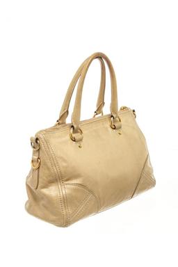 Prada Light Yellow Beige Leather Shoulder Bag