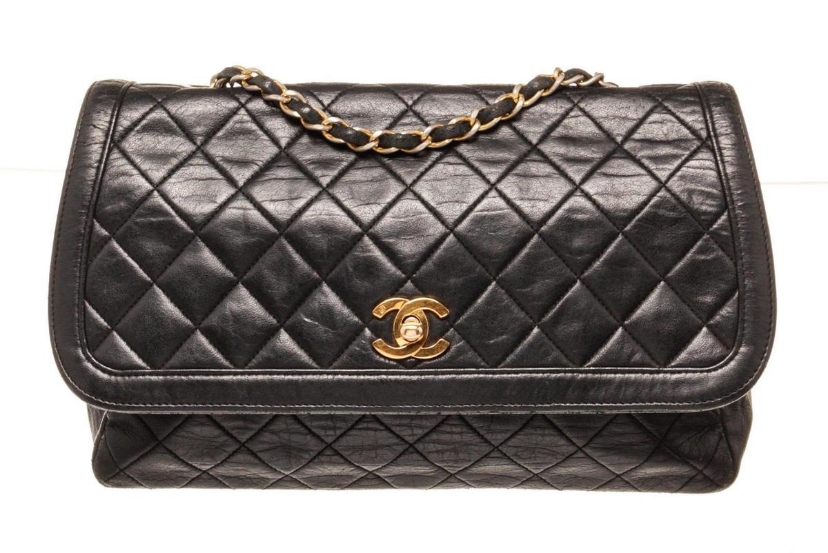 Chanel Black Leather Single Flap Chain Shoulder Bag