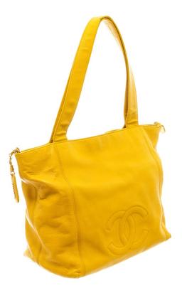 Chanel Yellow Leather Vintage CC Shoulder Bag