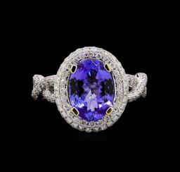 14KT White Gold 2.81 ctw Tanzanite and Diamond Ring