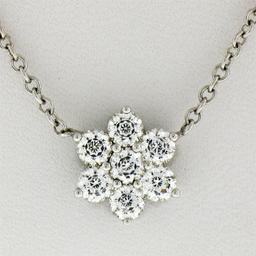 New 14K White Gold 1.05 ctw G VS1 Diamond Petite Flower Cluster Pendant Necklace