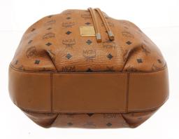 MCM Cognac Visetos Leather Bucket Bag