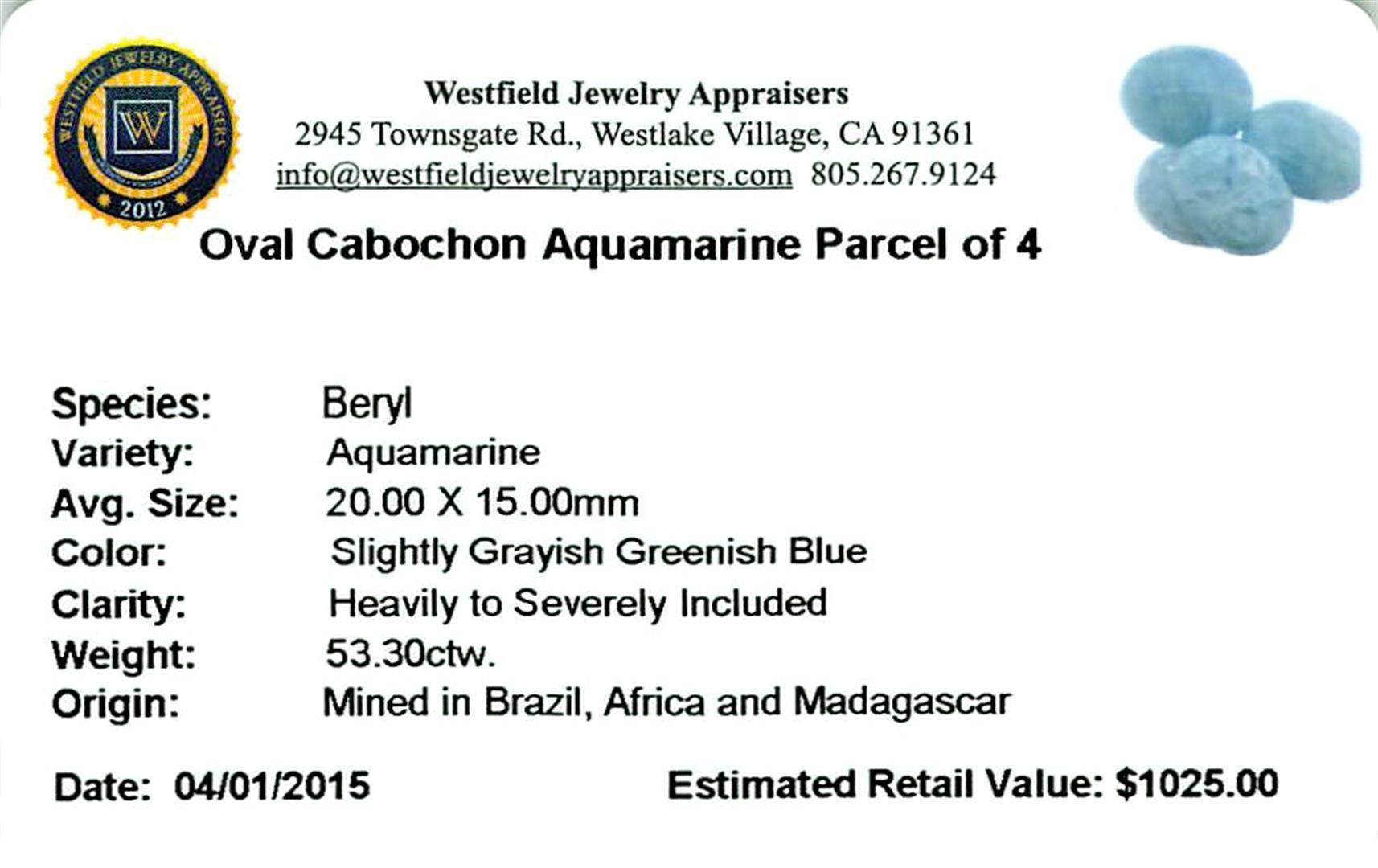 53.30 ctw Oval Cabochon Aquamarine Parcel